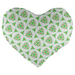 Sweet Doodle Pattern Green Large 19  Premium Heart Shape Cushions