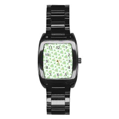 Sweet Doodle Pattern Green Stainless Steel Barrel Watch