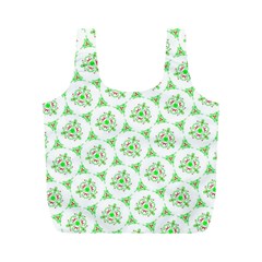 Sweet Doodle Pattern Green Full Print Recycle Bags (M) 