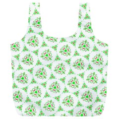 Sweet Doodle Pattern Green Full Print Recycle Bags (L) 