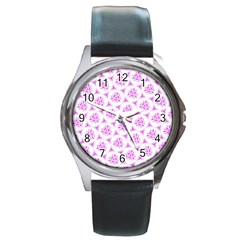 Sweet Doodle Pattern Pink Round Metal Watches by ImpressiveMoments