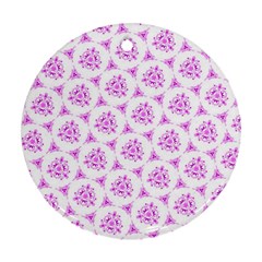 Sweet Doodle Pattern Pink Round Ornament (two Sides)  by ImpressiveMoments