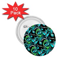 Bright Aqua, Black, And Green Design 1 75  Buttons (10 Pack) by digitaldivadesigns