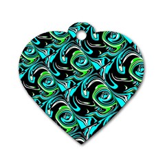 Bright Aqua, Black, And Green Design Dog Tag Heart (one Side) by digitaldivadesigns