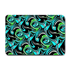 Bright Aqua, Black, And Green Design Small Doormat  by digitaldivadesigns