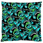 Bright Aqua, Black, and Green Design Standard Flano Cushion Cases (Two Sides)  Back