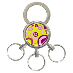 Florescent Yellow Pink Abstract  3-ring Key Chains by OCDesignss