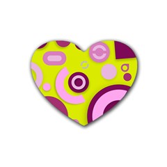 Florescent Yellow Pink Abstract  Heart Coaster (4 Pack)  by OCDesignss