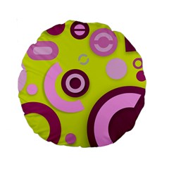 Florescent Yellow Pink Abstract  Standard 15  Premium Round Cushions by OCDesignss