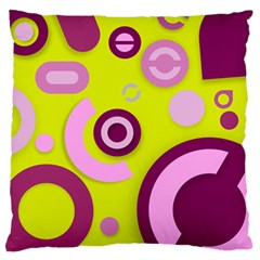 Florescent Yellow Pink Abstract  Large Flano Cushion Cases (two Sides)  by OCDesignss