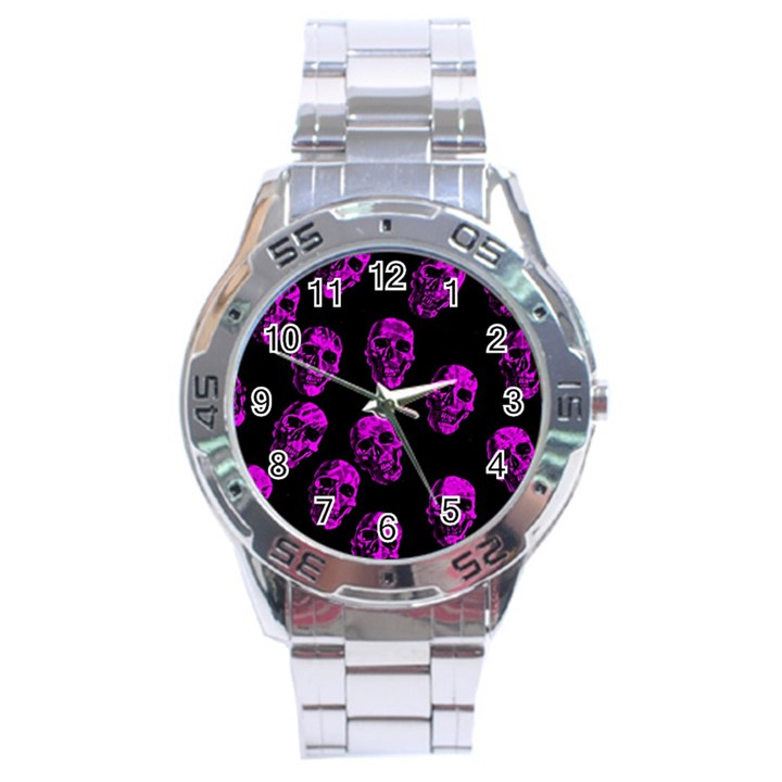 Purple Skulls  Stainless Steel Men s Watch