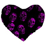 Purple Skulls  Large 19  Premium Flano Heart Shape Cushions Front