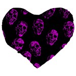 Purple Skulls  Large 19  Premium Flano Heart Shape Cushions Back