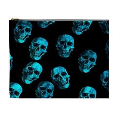 Skulls Blue Cosmetic Bag (xl) by ImpressiveMoments