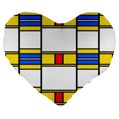 Colorful Squares And Rectangles Pattern Large 19  Premium Heart Shape Cushion by LalyLauraFLM