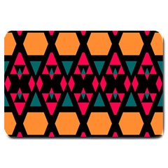 Rhombus And Other Shapes Pattern Large Doormat by LalyLauraFLM