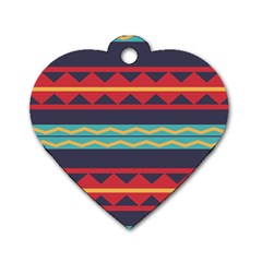 Rhombus And Waves Chains Pattern Dog Tag Heart (one Side)