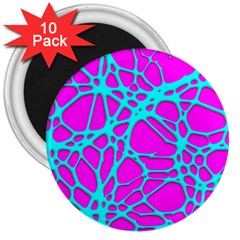 Hot Web Turqoise Pink 3  Magnets (10 pack) 