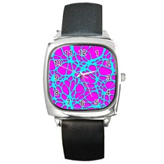 Hot Web Turqoise Pink Square Metal Watches
