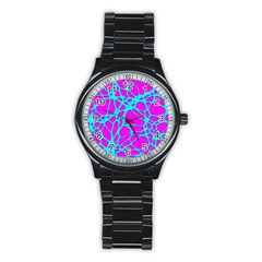 Hot Web Turqoise Pink Stainless Steel Round Watches
