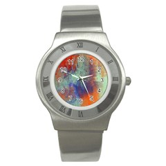 Abstract in Green, Orange, and Blue Stainless Steel Watches