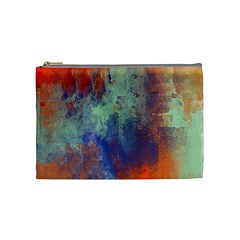 Abstract in Green, Orange, and Blue Cosmetic Bag (Medium) 