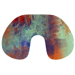 Abstract in Green, Orange, and Blue Travel Neck Pillows