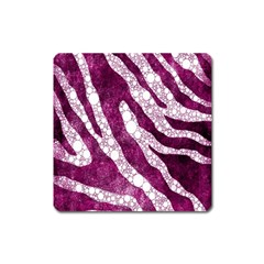 Purple Zebra Print Bling Pattern  Square Magnet by OCDesignss