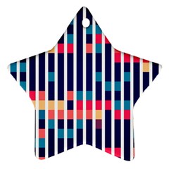 Stripes And Rectangles Pattern Ornament (star) by LalyLauraFLM