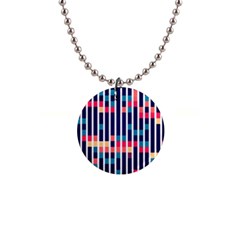 Stripes And Rectangles Pattern 1  Button Necklace by LalyLauraFLM