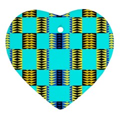 Triangles In Rectangles Pattern Heart Ornament (two Sides) by LalyLauraFLM
