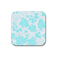 Floral Wallpaper Aqua Rubber Coaster (square)  by ImpressiveMoments