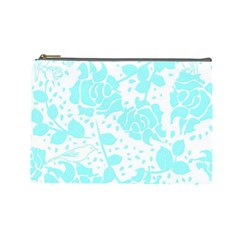 Floral Wallpaper Aqua Cosmetic Bag (large)  by ImpressiveMoments