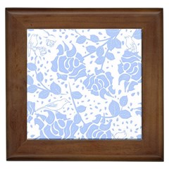 Floral Wallpaper Blue Framed Tiles by ImpressiveMoments