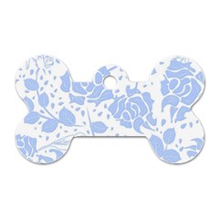 Floral Wallpaper Blue Dog Tag Bone (one Side) by ImpressiveMoments