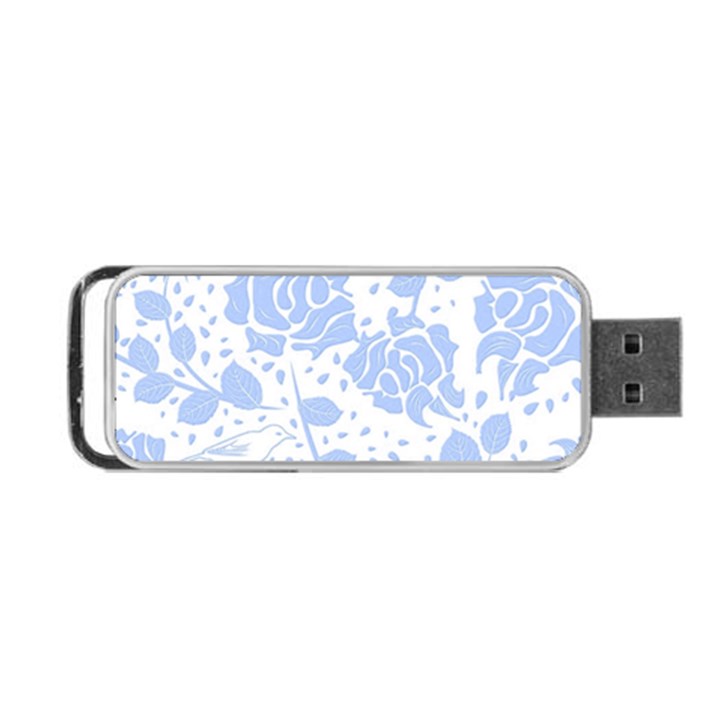 Floral Wallpaper Blue Portable USB Flash (One Side)