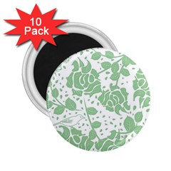 Floral Wallpaper Green 2 25  Magnets (10 Pack)  by ImpressiveMoments