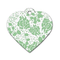 Floral Wallpaper Green Dog Tag Heart (one Side) by ImpressiveMoments
