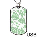 Floral Wallpaper Green Dog Tag USB Flash (Two Sides)  Front