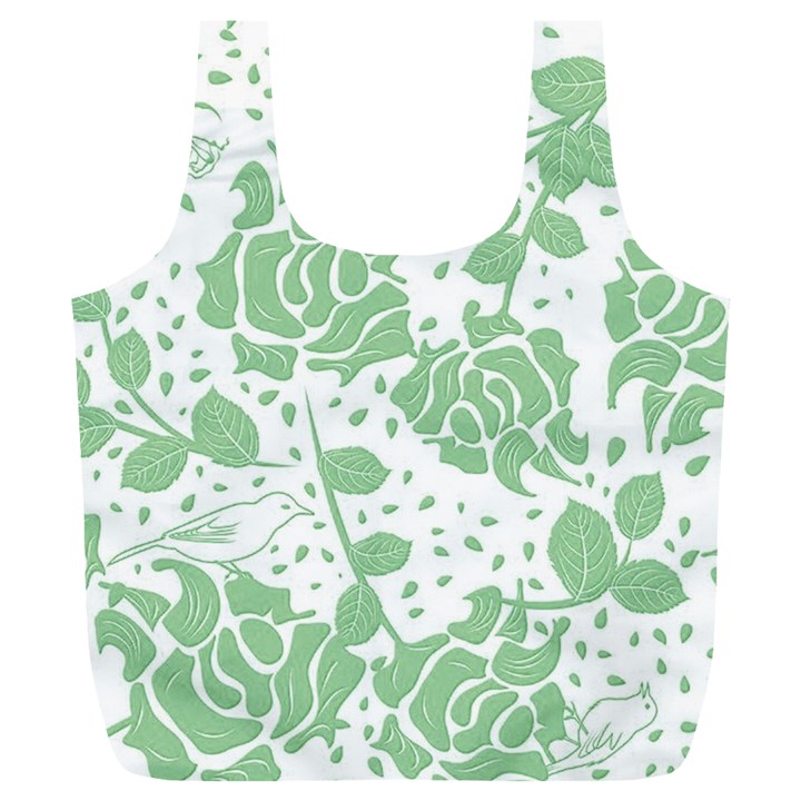 Floral Wallpaper Green Full Print Recycle Bags (L) 