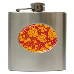 Floral Wallpaper Hot Red Hip Flask (6 Oz) by ImpressiveMoments