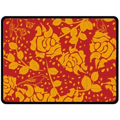 Floral Wallpaper Hot Red Fleece Blanket (large)  by ImpressiveMoments