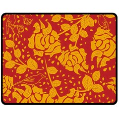 Floral Wallpaper Hot Red Fleece Blanket (medium) 