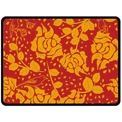 Floral Wallpaper Hot Red Double Sided Fleece Blanket (large)  by ImpressiveMoments