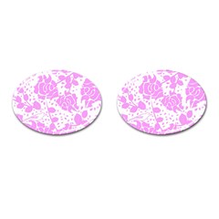 Floral Wallpaper Pink Cufflinks (oval) by ImpressiveMoments