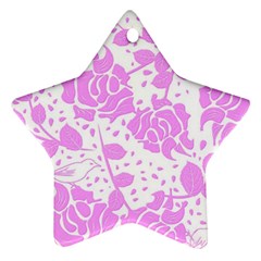 Floral Wallpaper Pink Star Ornament (two Sides)  by ImpressiveMoments