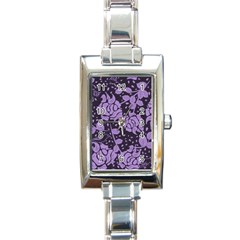 Floral Wallpaper Purple Rectangle Italian Charm Watches by ImpressiveMoments