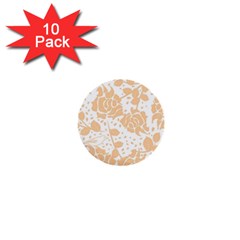 Floral Wallpaper Peach 1  Mini Buttons (10 Pack) 