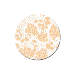 Floral Wallpaper Peach Magnet 3  (round) by ImpressiveMoments