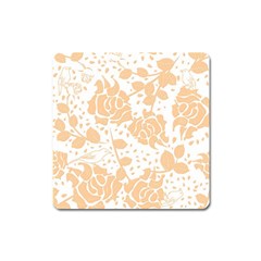 Floral Wallpaper Peach Square Magnet by ImpressiveMoments